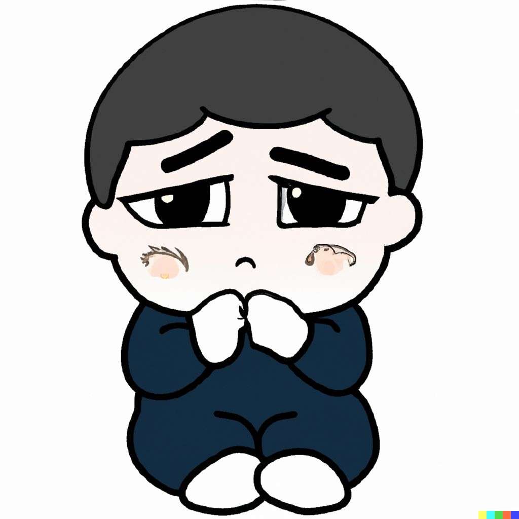 a representation of anxiety, cartoon, chibi